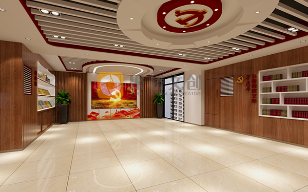 智慧黨建展廳設(shè)計(jì)效果圖+平面布置圖，創(chuàng)新設(shè)計(jì)理念