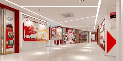 紅色主題展廳平面設(shè)計方案，讓展廳空間銜接更流暢